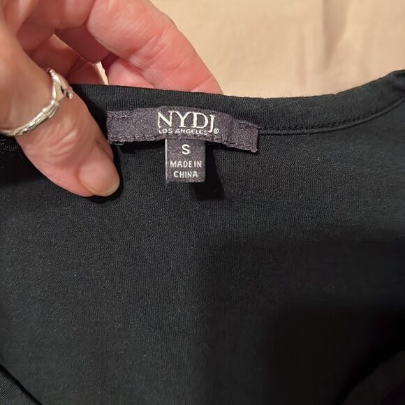 NYDJ size S short sleeve basic black tshirt with cute ties at the sleeve GUC - Picture 5 of 8
